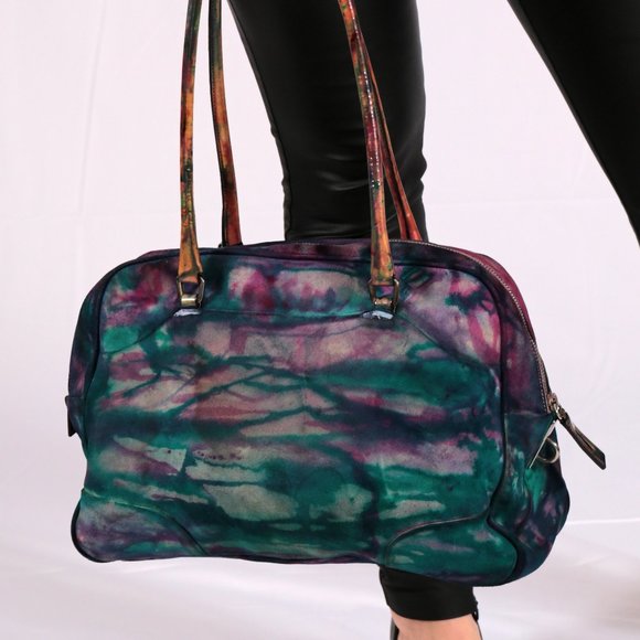 vintage Prada suede leather purse Matinee bowling Black navy green red purple - Picture 10 of 16